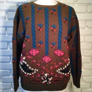 Vtg SKYR 100% wool crew neck sweater M